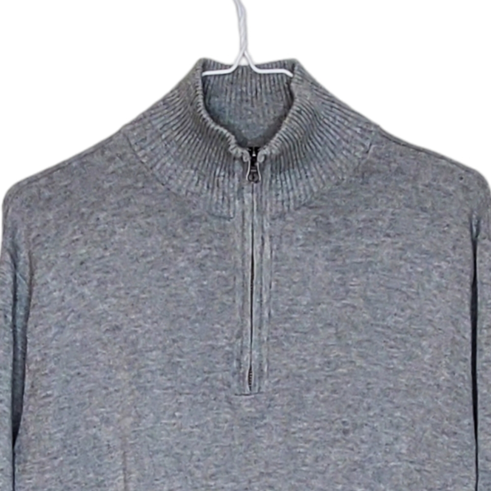 J Crew Men's Half-zip Cotton Sweater, Gray Pullover Business Casual Sweater Sz M - Picture 5 of 7